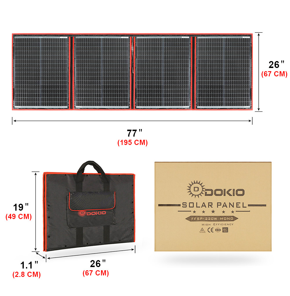 Flexible Solar Panel - Panel słoneczny Dokio, elastyczny, składany, 200W,